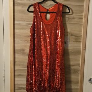 Red Sequin Sleeveless Dress